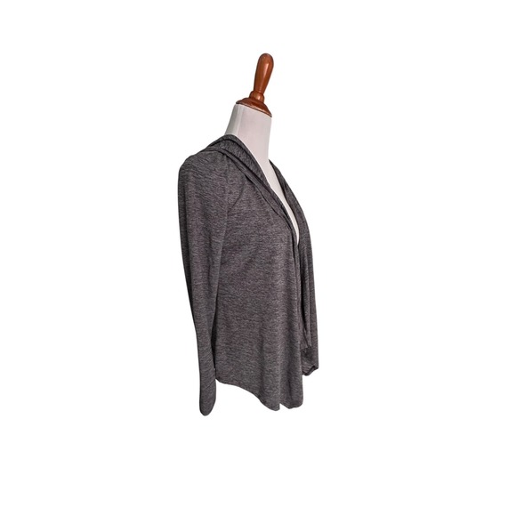 Reebok Sweaters - Reebok Womens Gray Space Dye Open Front Hooded Cardigan Size Medium Activewear